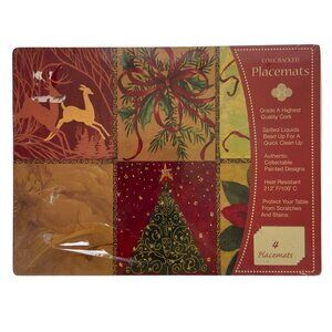 Cork Backed Christmas Placemats Set Of 4 With Heat Resistance By Benson Mills